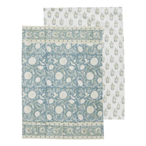 Anjali Cotton Block Tea Towels Set/2 - Pure Apotheca