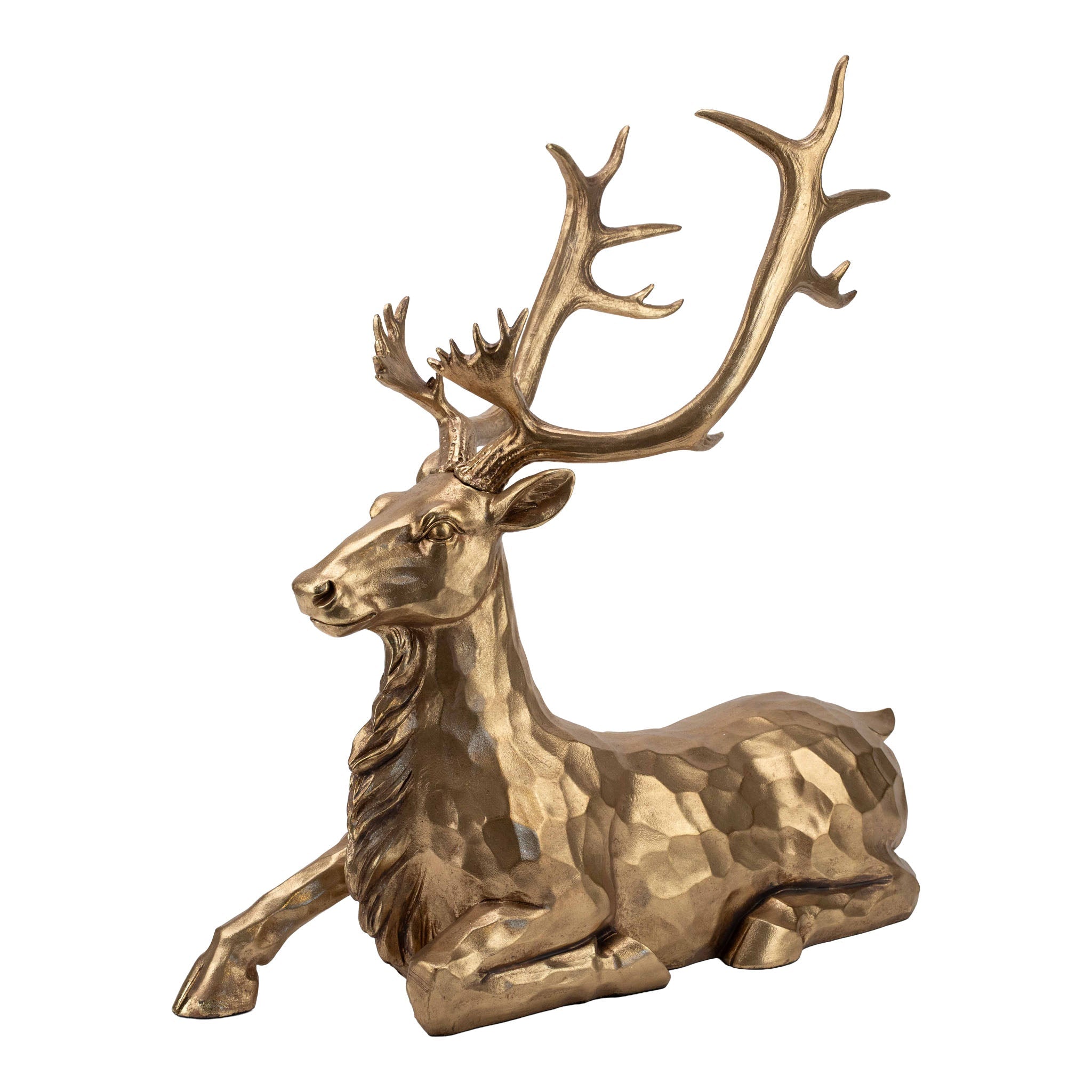 Antique Gold Sitting Deer 60cm - Pure Apotheca