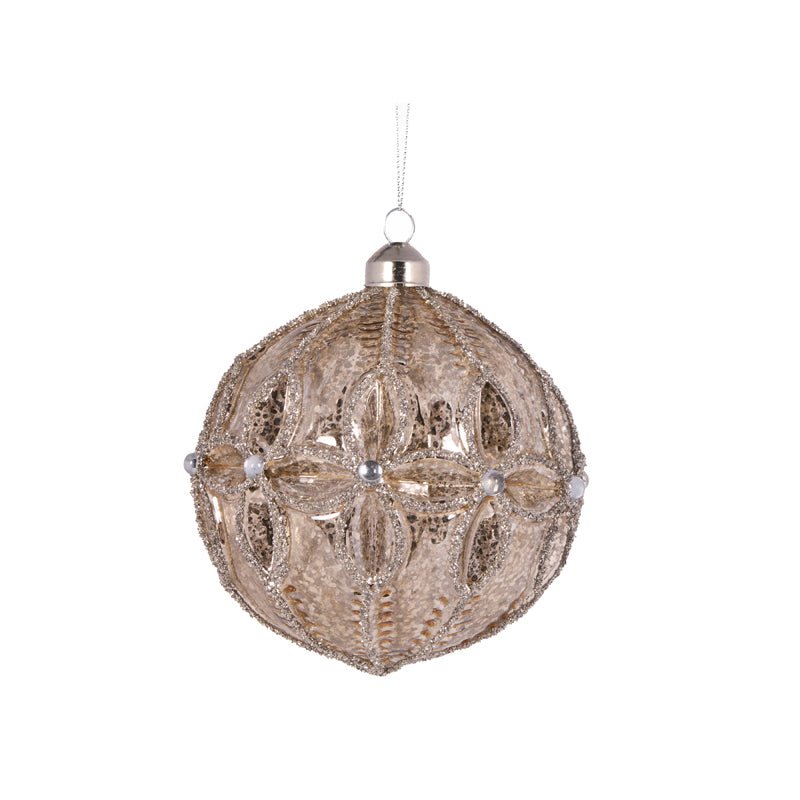 ANTIQUE SILVER EMBOSSED FLORET BAUBLE - Pure Apotheca