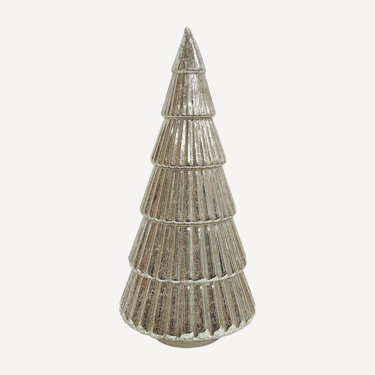 Antique Silver Ribbed Snow Light Up Tree Medium - Pure Apotheca