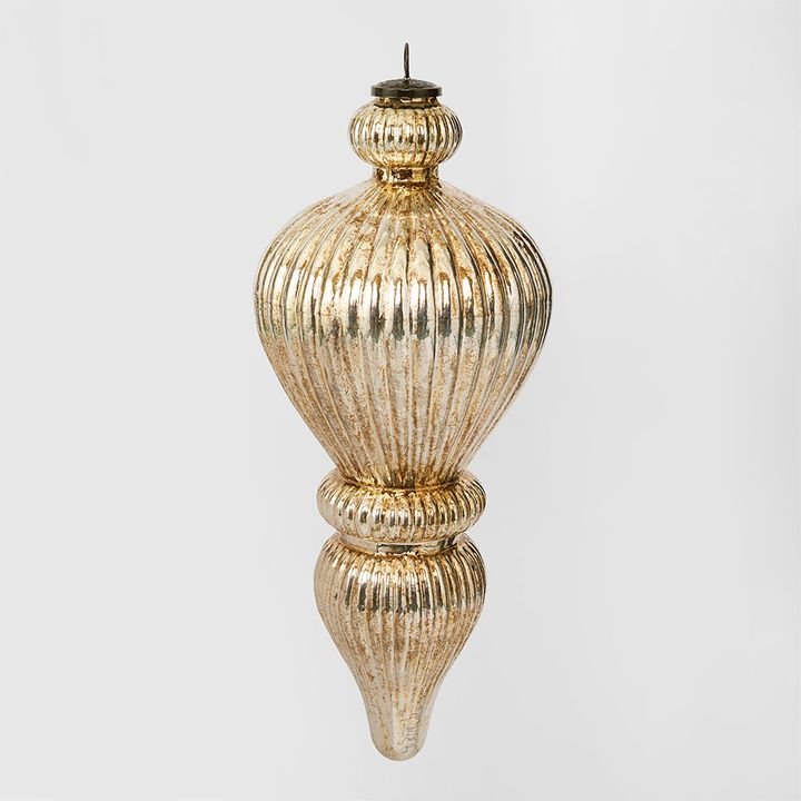 Antiqued Glass Hanging Finial Gold X Large - Pure Apotheca