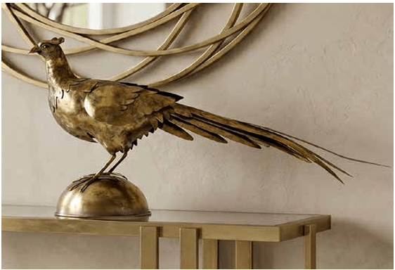 Antiqued Gold Pheasant on Base - Pure Apotheca