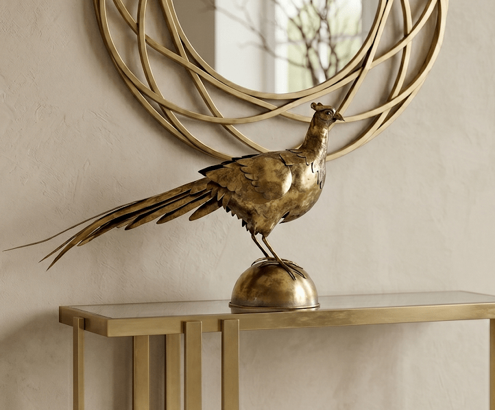 Antiqued Gold Pheasant on Base - Pure Apotheca