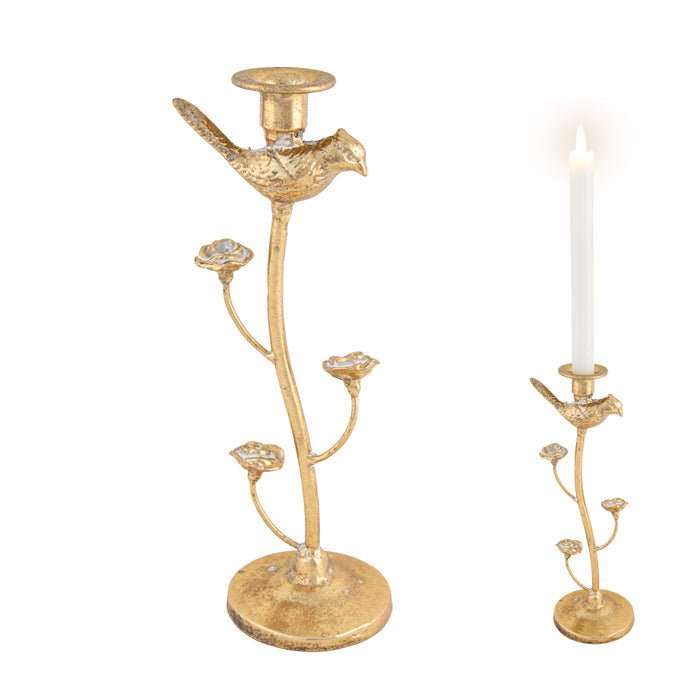 ANTWERP GOLD IRON BIRD CANDLE HOLDER - Pure Apotheca