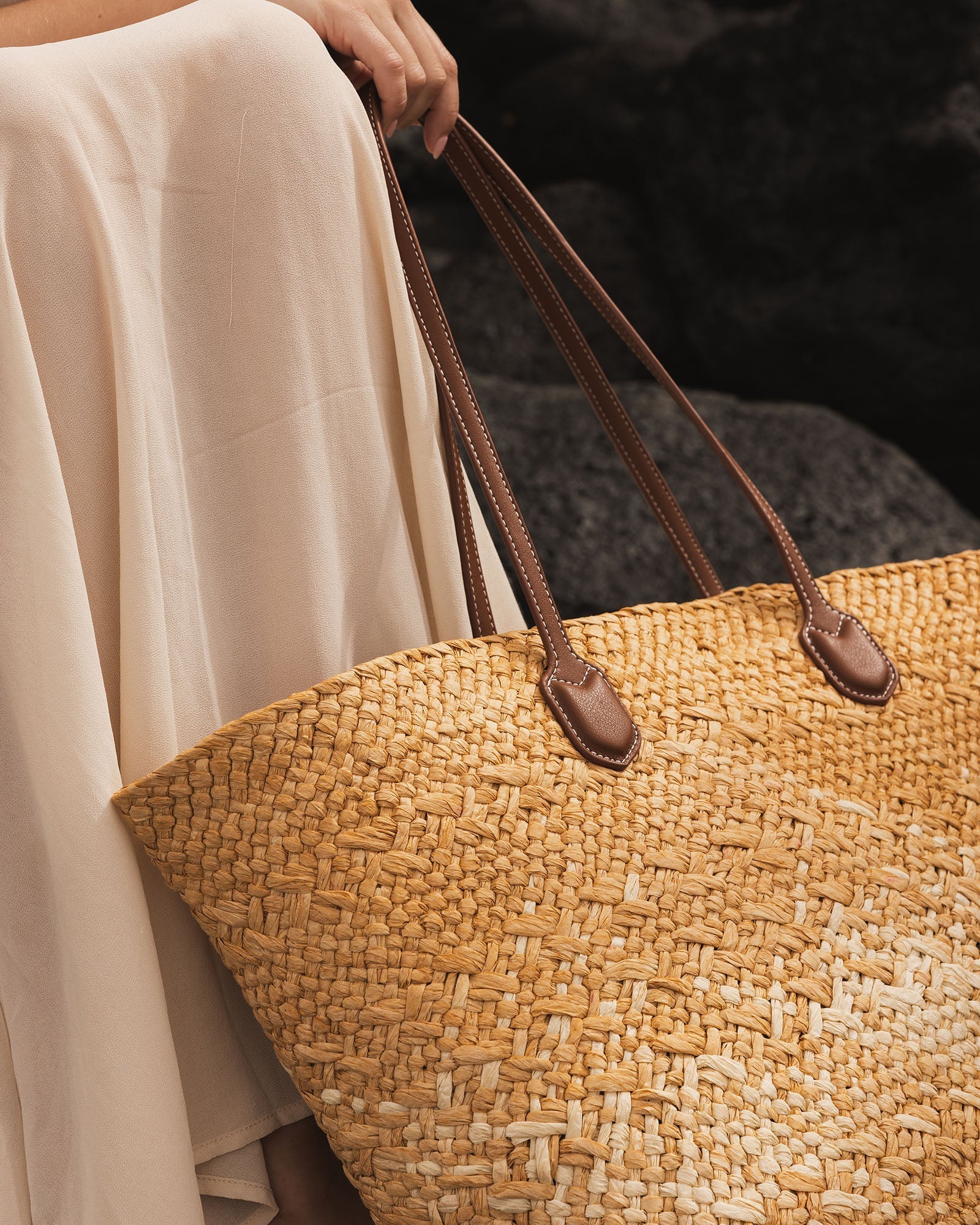 Ava Basket Tote - Natural Raffia - Pure Apotheca