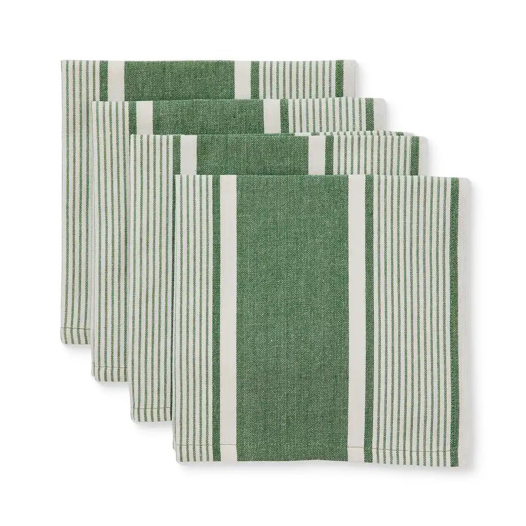 AVERY SPRUCE GREEN STRIPE NAPKIN SET/4 - Pure Apotheca