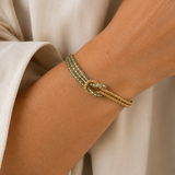 Knotted Crystal Gold Bracelet Green