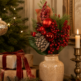 45cm Red Berry Pinecone Bauble Spray