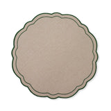 CLAUDIA LIGHT NATURAL/GREEN SCALLOPED ROUND PLACEMAT D33CM