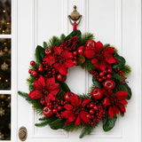 55cm Red Poinsettia & Apple Wreath