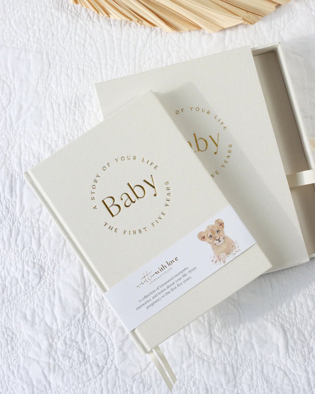 Baby Book with Keepsake Box Classic White Linen - Pure Apotheca