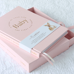 Baby Book with Keepsake Box Peony Pink Linen - Pure Apotheca