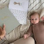 Baby Book with Keepsake Box Sage Green Linen - Pure Apotheca