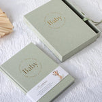 Baby Book with Keepsake Box Sage Green Linen - Pure Apotheca
