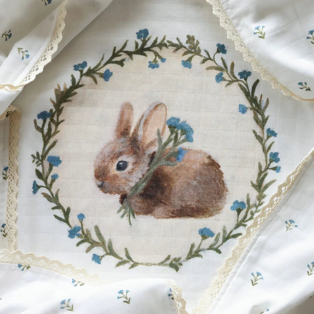 Baby Heirloom Blanket - Bunny Blue Floral - Pure Apotheca