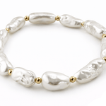 Baroque Shell Pearl Gold Bead Bracelet - Pure Apotheca
