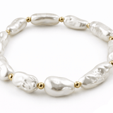 Baroque Shell Pearl Gold Bead Bracelet - Pure Apotheca