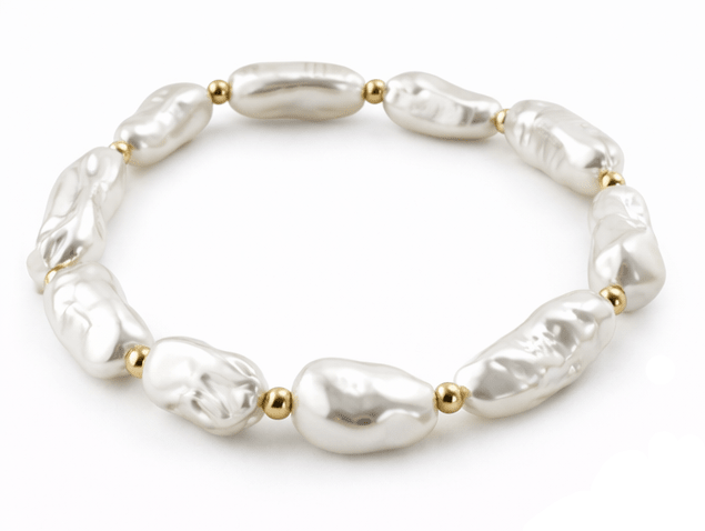 Baroque Shell Pearl Gold Bead Bracelet - Pure Apotheca