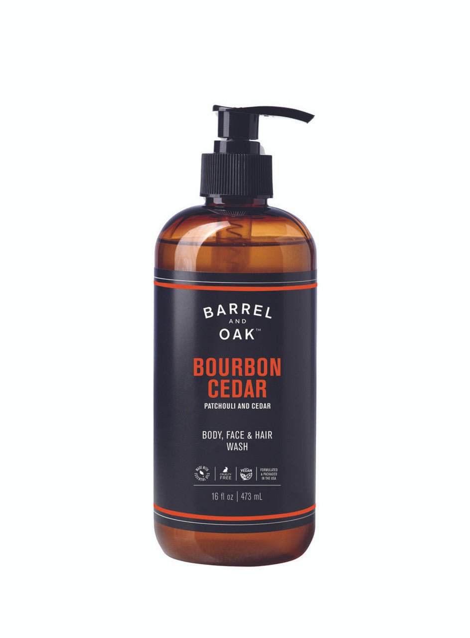 Barrel & Oak Bourbon Cedar Body, Face & Hair All in One Wash 473ml - Pure Apotheca