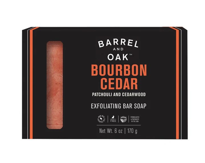 Barrel & Oak Exfoliating Soap Bourbon Cedar 170g - Pure Apotheca