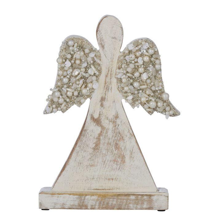Beaded Whitewash Angel 30cm - Pure Apotheca