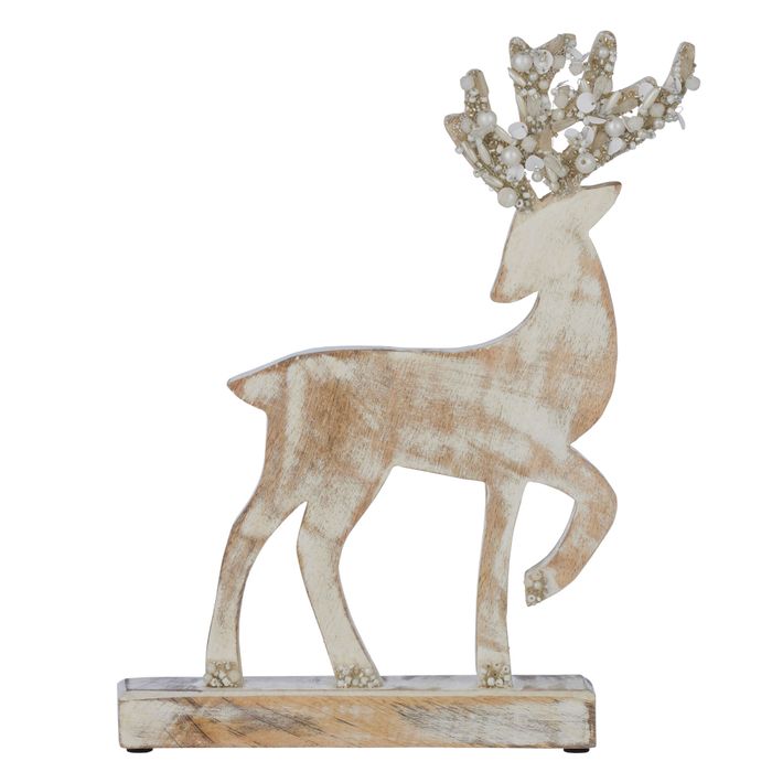 Beaded Whitewash Deer 34cm - Pure Apotheca