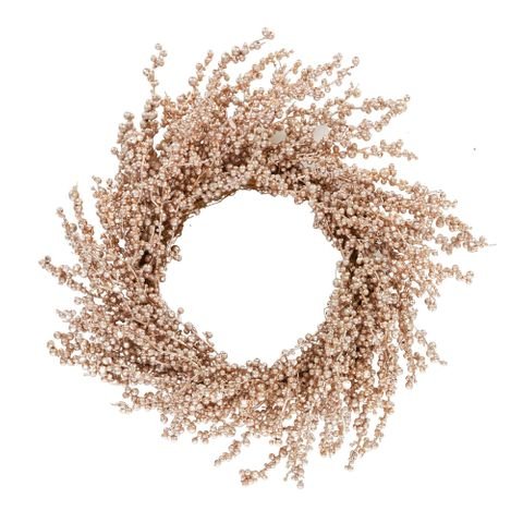 Beaded Wreath Foam/Plas 50cm Champagne - Pure Apotheca