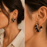 Beige Tortoise Shell Wide Hoop Earring - Pure Apotheca