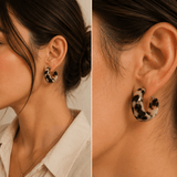 Beige Tortoise Shell Wide Hoop Earring - Pure Apotheca