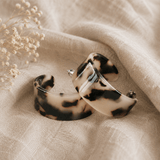 Beige Tortoise Shell Wide Hoop Earring - Pure Apotheca