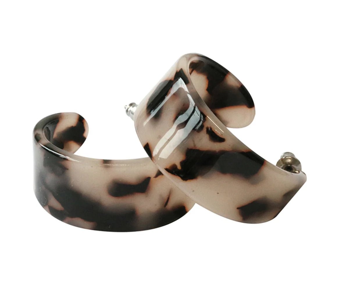 Beige Tortoise Shell Wide Hoop Earring - Pure Apotheca