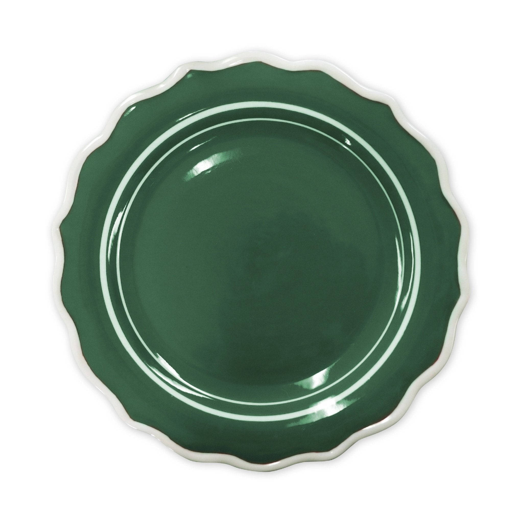 BELLE GREEN/WHITE HANDPAINTED DINNER PLATE - Pure Apotheca