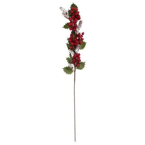 Berry Leaf Spray w Pinecones 85cm Red - Pure Apotheca