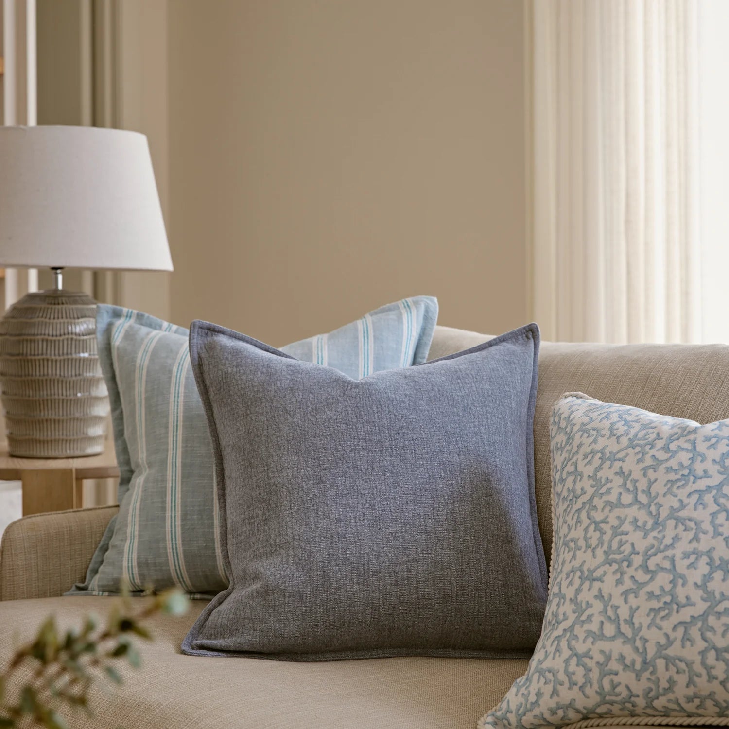 BLAKE SOFT BLUE CUSHION 50CM - Pure Apotheca