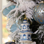 BLUE AND WHITE GLASS PAGODA HANGING - Pure Apotheca