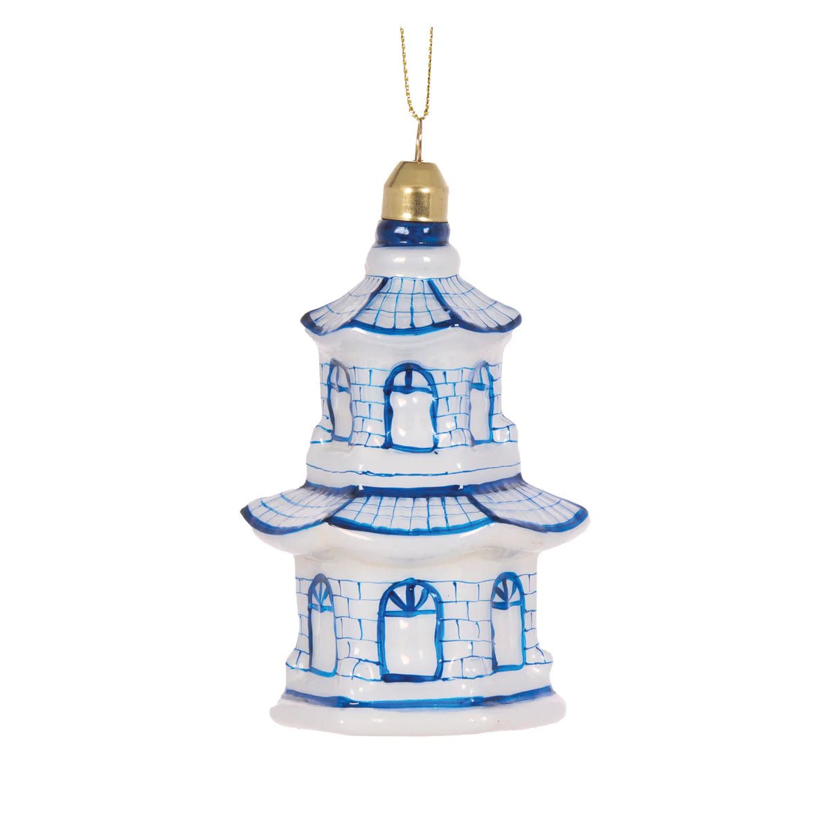 BLUE AND WHITE GLASS PAGODA HANGING - Pure Apotheca