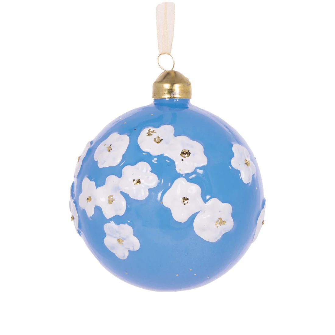 BLUE EMBOSSED FLORAL BAUBLE - Pure Apotheca