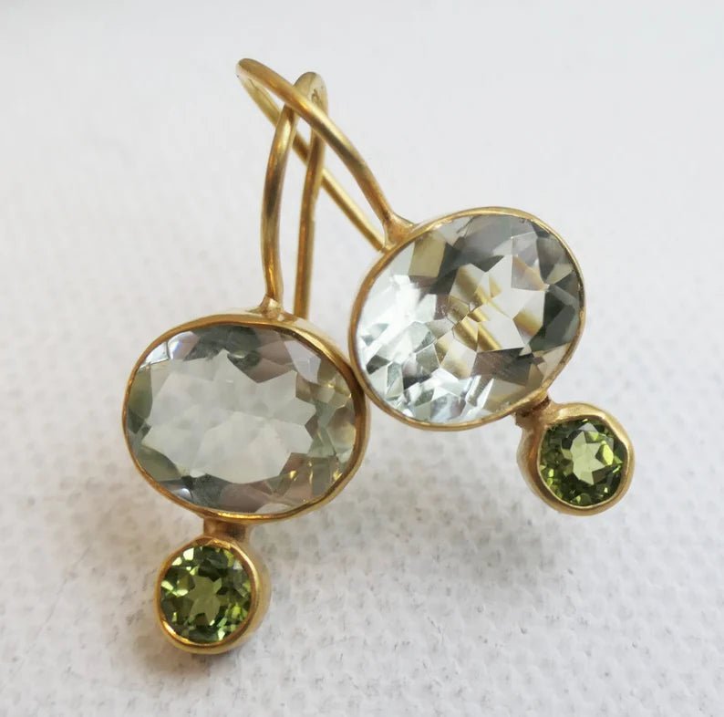 Blue Emerald Oval Crystal Hook Earring - Pure Apotheca