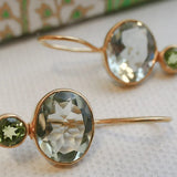 Blue Emerald Oval Crystal Hook Earring - Pure Apotheca