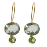 Blue Emerald Oval Crystal Hook Earring - Pure Apotheca