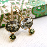 Blue Emerald Oval Crystal Hook Earring - Pure Apotheca