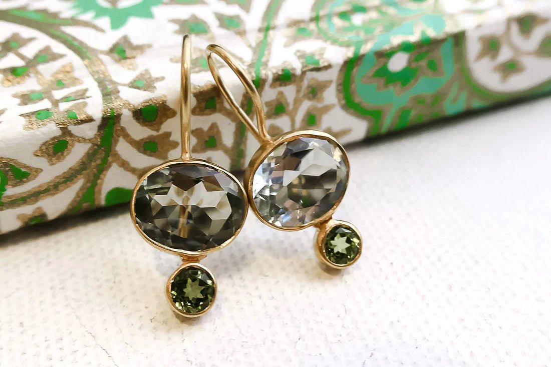 Blue Emerald Oval Crystal Hook Earring - Pure Apotheca
