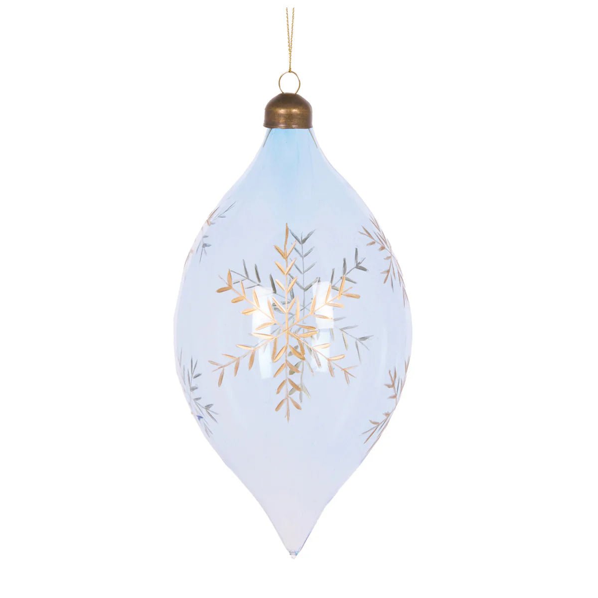 BLUE ETCHED SNOWFLAKE DROP BAUBLE - Pure Apotheca