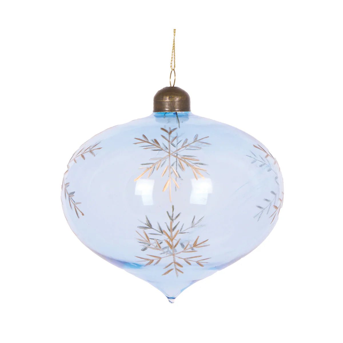 BLUE ETCHED SNOWFLAKE ONION BAUBLE - Pure Apotheca