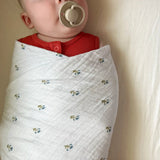 Blue Floral Muslin Swaddle - Pure Apotheca