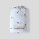 Blue Floral Muslin Swaddle - Pure Apotheca