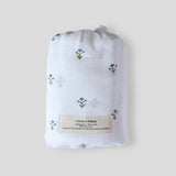 Blue Floral Muslin Swaddle - Pure Apotheca