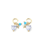 Blue Stripe Heart Huggie - Pure Apotheca
