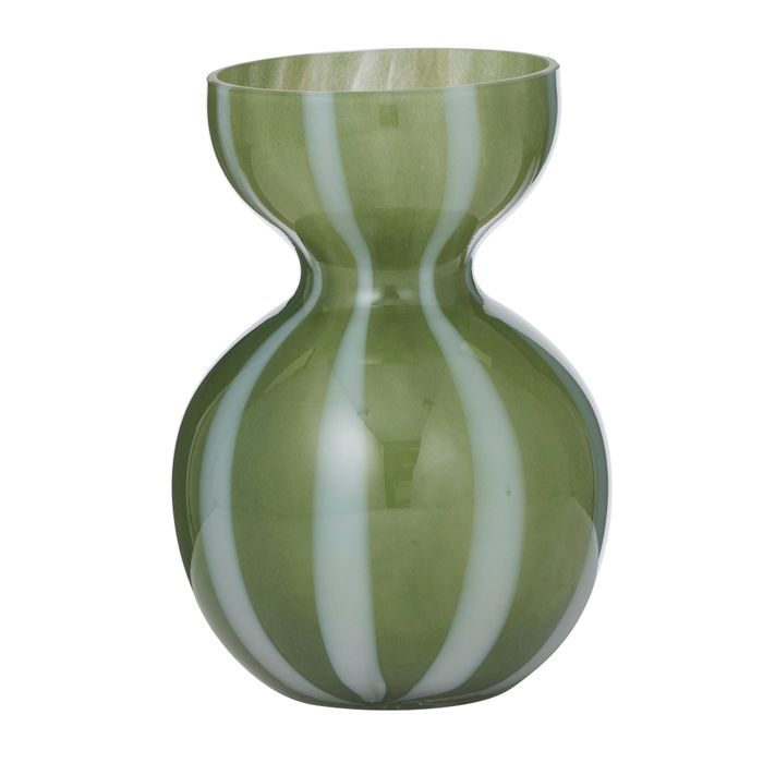 Bobbi Glass Vase 13x18cm Olive/White - Pure Apotheca