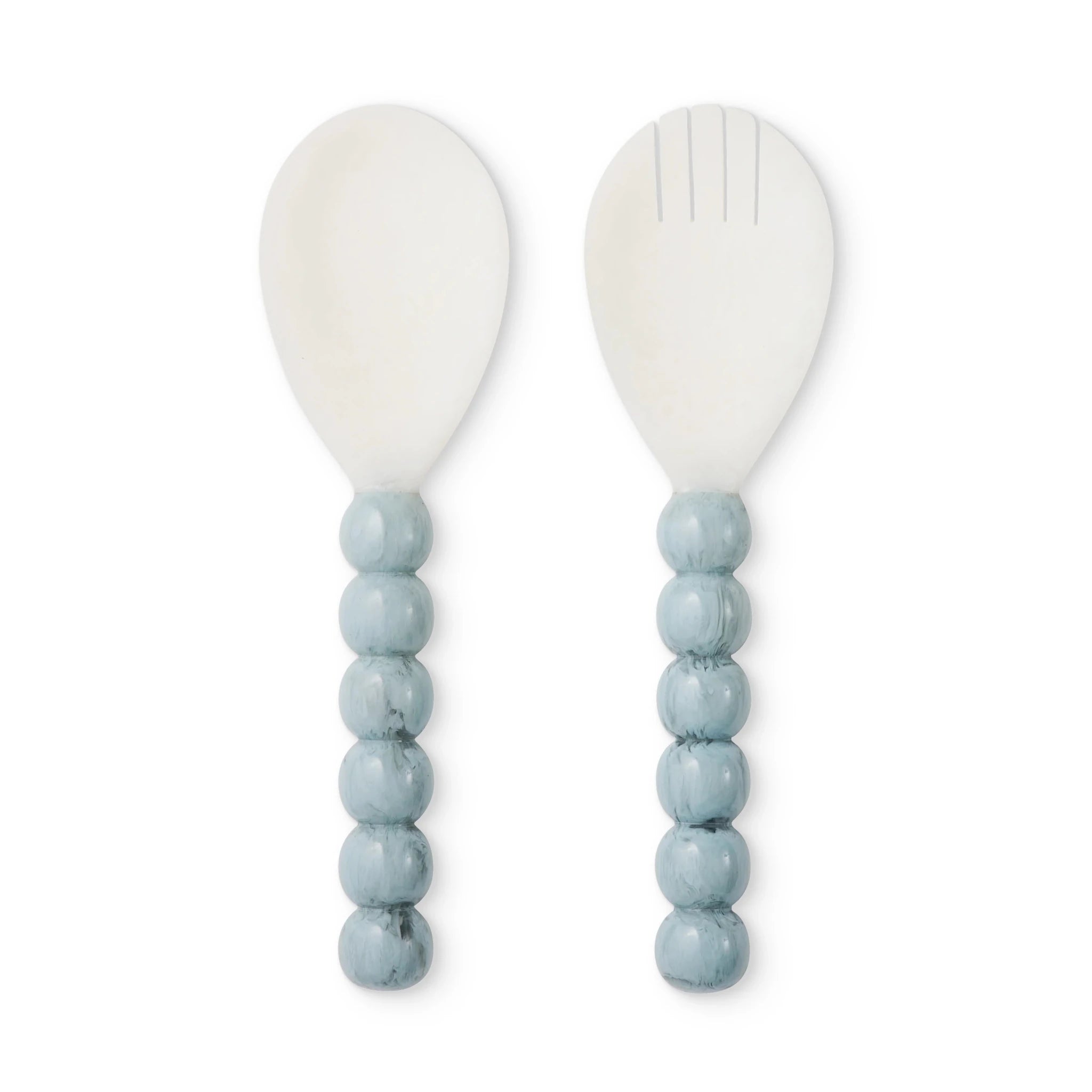 BOBBLE BLUE/WHITE RESIN SALAD SERVER SET - Pure Apotheca